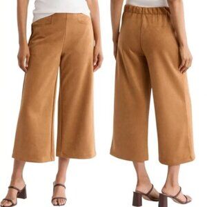 T Tahari Wide Leg Faux Suede Tobacco Brown Pants - Size S